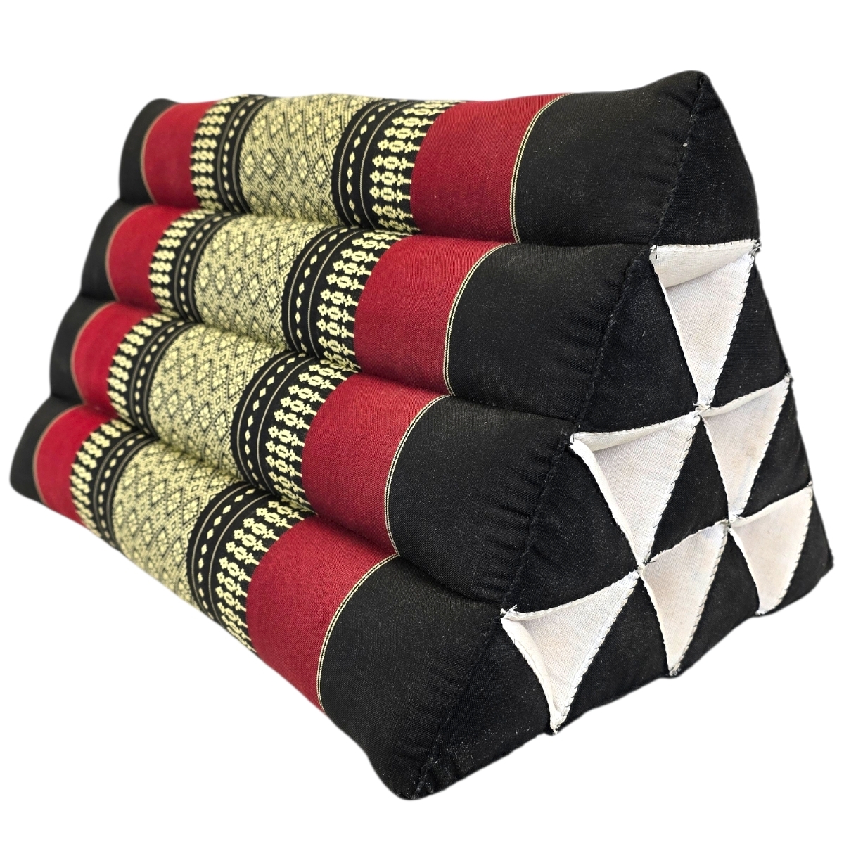 Dreieckkissen aus Kapok Schwarz/Rot